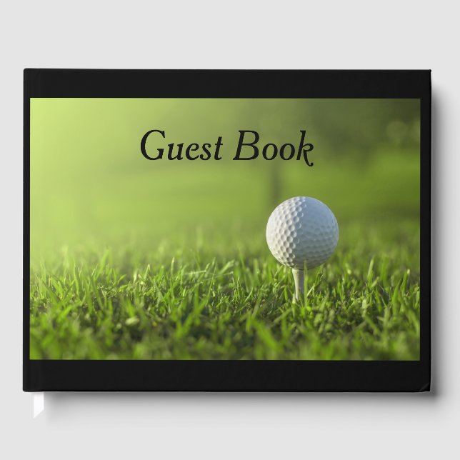 Golf Guest book with golf ball on tee on green  (Front)