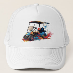 Golf Guy Cart Custom Monogram Name Trucker Hat