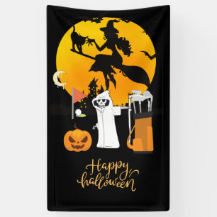 Golf Halloween Day with Ghost skeleton pumpkin Ban Banner