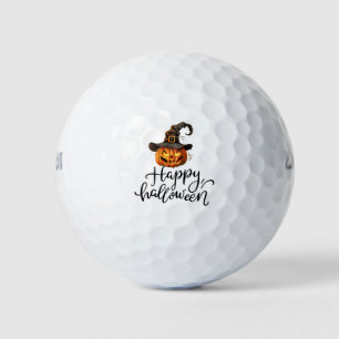 Golf Halloween with ghost spooky  pumpkin Golf Balls