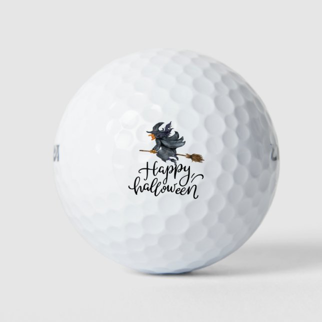 Golf Halloween with ghost spooky scary witch Golf Balls (Front)