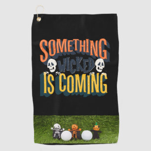 Golf Halloween with monster and golf ball Golf Tow Towel
