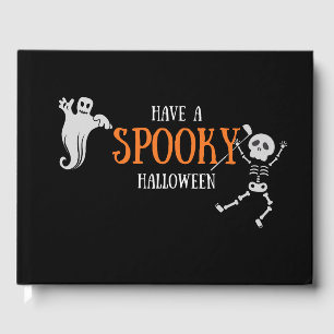 Golf Halloween with Skeleton golfer spooky Golf Guest Book