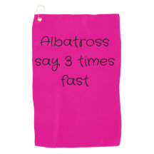 Golf hand towel in hot pink with golfing term