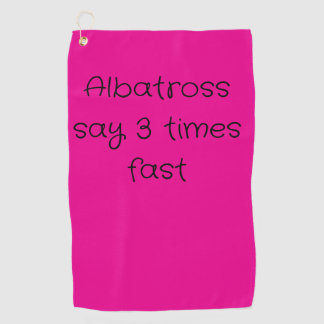 Golf hand towel in hot pink with golfing term