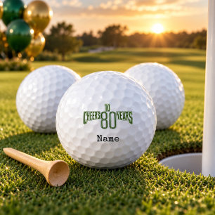 Golf Happy 80th Birthday  golfer Name Number    Balls