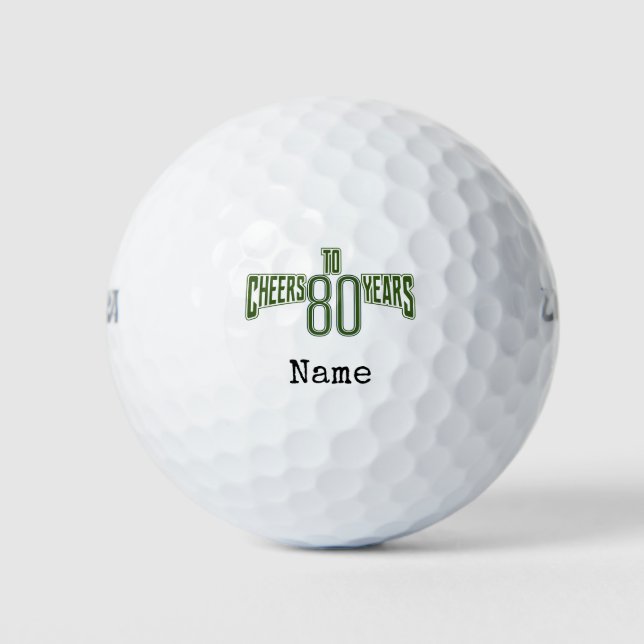 Golf Happy 80th Birthday  golfer Name Number    Golf Balls (Front)