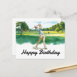 Golf Happy Birthday Golfer Golfing Postcard