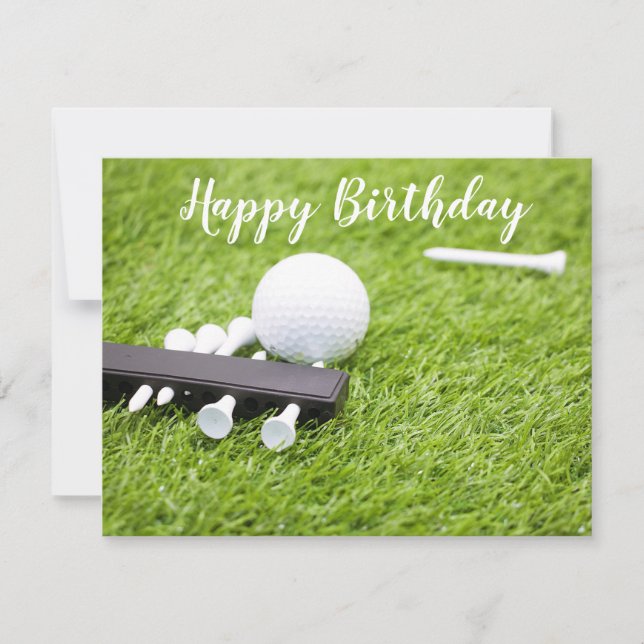 Golf happy birthday with golf ball and tee (Front)