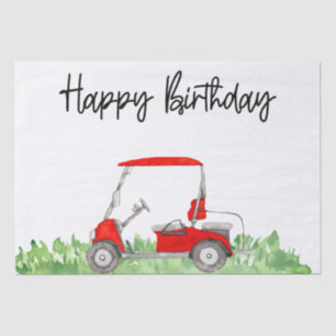 Golf Happy Birthday with golf cart   Wrapping Pape Tissue Paper