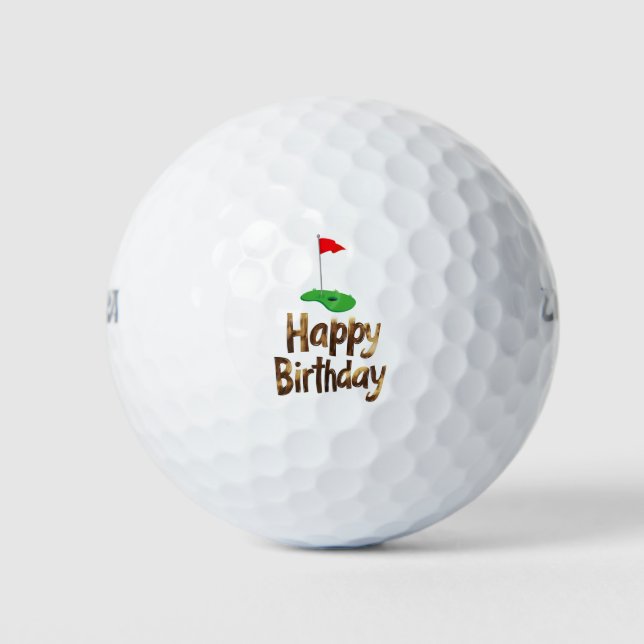 Golf Happy Birthday  with Golf Flag  Balls (Front)