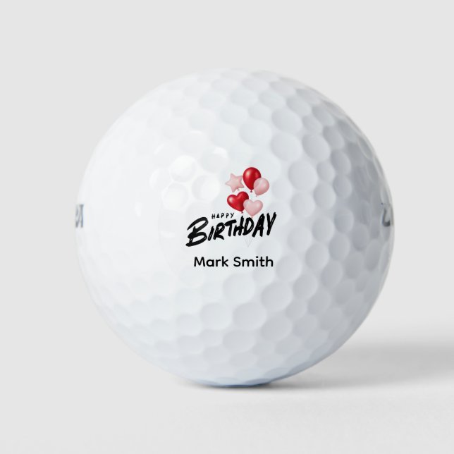 Golf Happy Birthday with golf flag Golf Balls (Front)