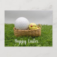 Golf Happy Easter with golf ball and chicken