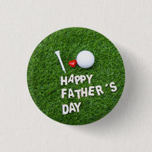 Golf Happy Father's Day with golf ball and tee 3 Cm Round Badge