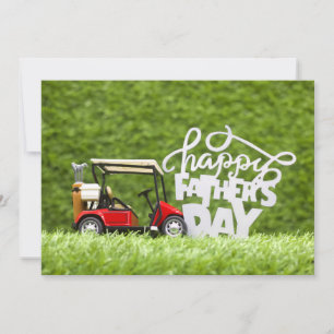 Golf Happy Father's Day with golf cart on green  Holiday Card