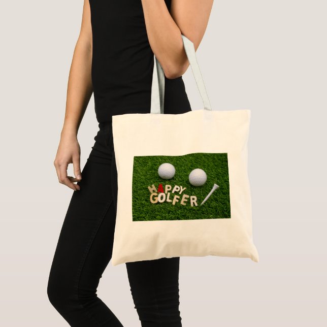 Golf Happy Golfer with golf ball on green Tote Bag (Front (Product))