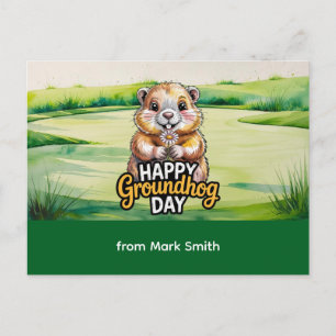 Golf Happy Groundhog Day for Golfer Holiday Postcard