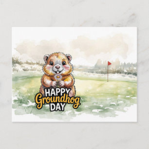 Golf Happy Groundhog Day for Golfer Holiday Postcard