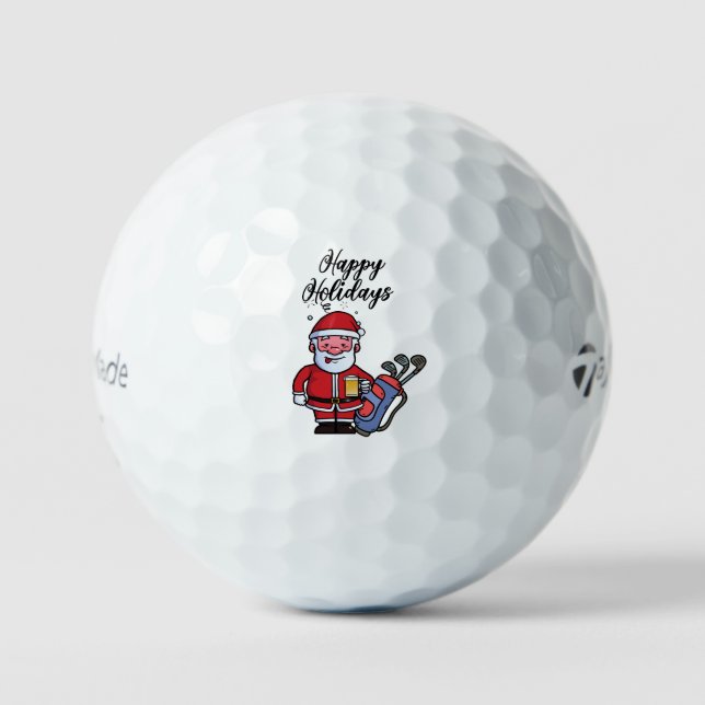 Golf Happy Holiday with Santa Claus Christmas Golf Golf Balls (Front)