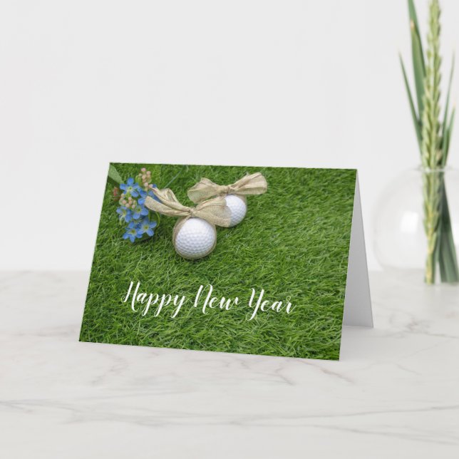 Golf Happy New Year Holiday Card (Front)
