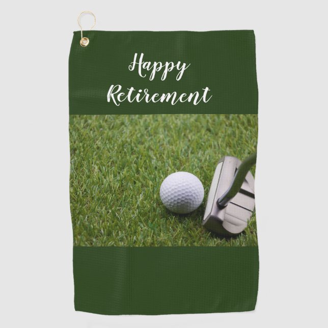 Golf Happy Retirement golf ball and Putter Golf Towel (Front)