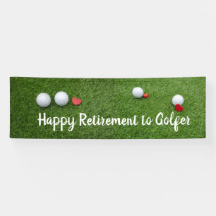 Golf happy retirement golf ball with love on green banner
