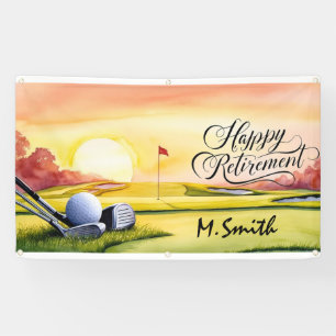 Golf Happy Retirement  golf course and golfer name Banner