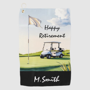 Golf Happy Retirement golf course and golfer name Towel