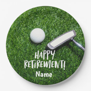 Golf Happy Retirement Hello Pension for golfer Paper Plate