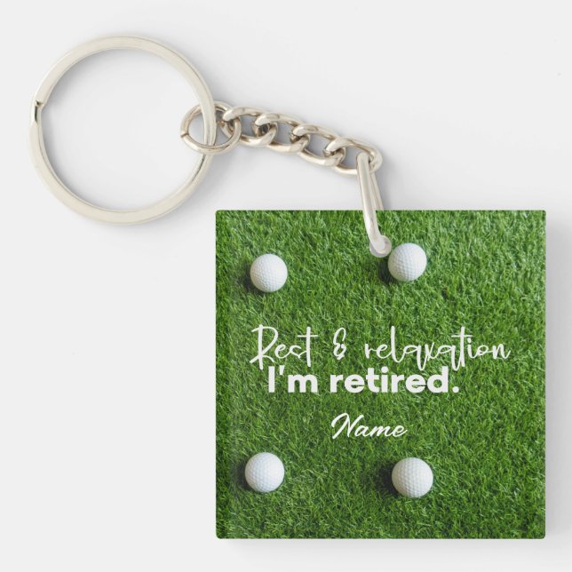 Golf Happy Retirement  Key Ring (Front)
