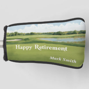 Golf happy retirement on golf course head cover