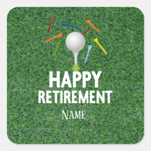 Golf Happy Retirement on green background Classic Square Sticker
