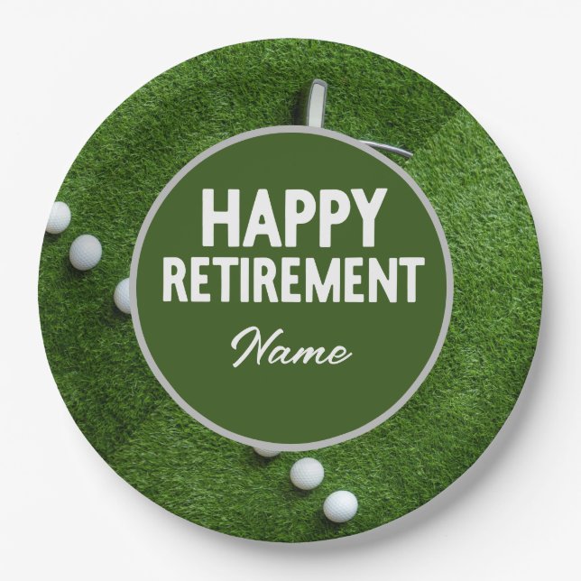 Golf Happy Retirement  Paper Plate (Front)