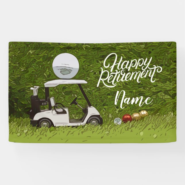 Golf happy retirement with ball on green banner (Horizontal)