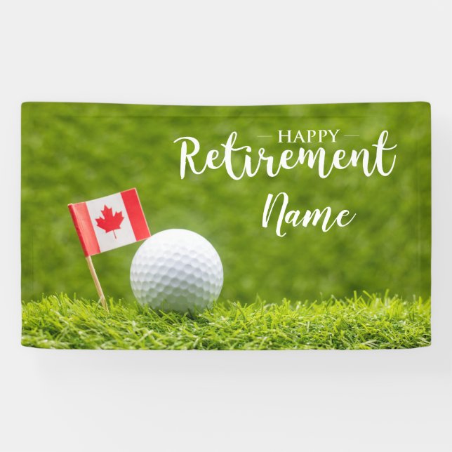 Golf happy retirement with flag of Canada Banner (Horizontal)