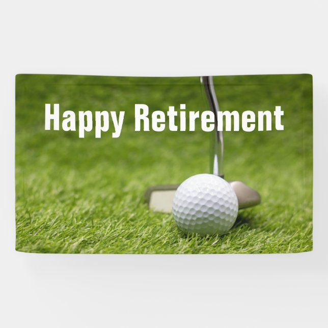 Golf happy retirement with golf ball and putter ba banner (Horizontal)
