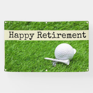 Golf Happy retirement with golf ball and tee Banner