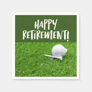 Golf Happy retirement with golf ball and tee Napki Napkin