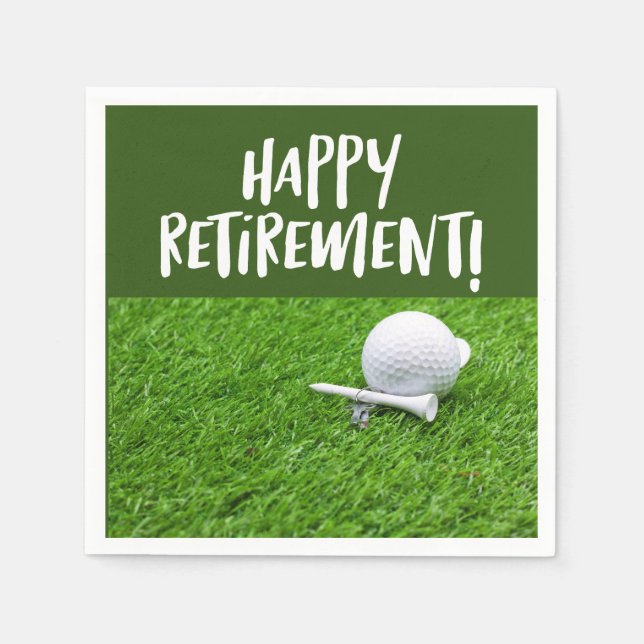 Golf Happy retirement with golf ball and tee Napki Napkin (Front)