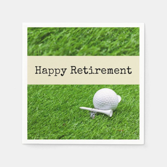 Golf Happy retirement with golf ball and tee Napkin (Front)