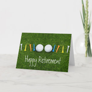 Golf Happy Retirement with golf ball and tees Card