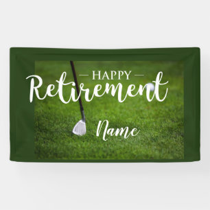 Golf happy retirement with golf ball on green bann banner