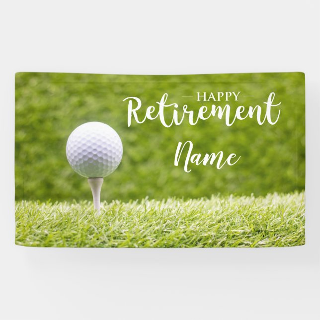 Golf happy retirement with golf ball on green banner (Horizontal)