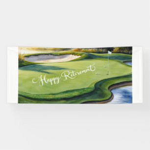 Golf Happy Retirement with golf ball on green Banner