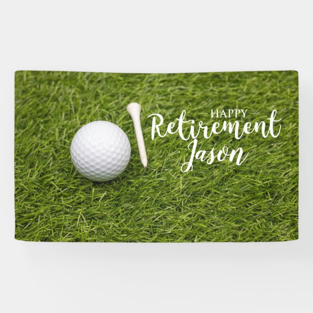 Golf happy retirement with golf ball on green  banner (Horizontal)