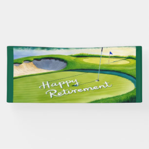 Golf Happy Retirement with golf ball on green Banner