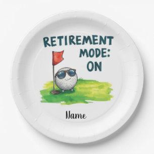 Golf Happy retirement with golf ball on green Paper Plate