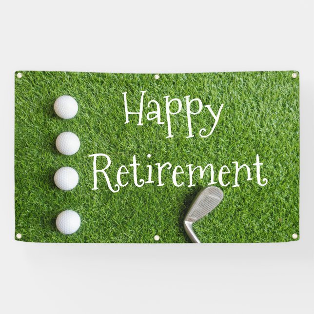 Golf Happy Retirement with golf balls on green Banner (Horizontal)