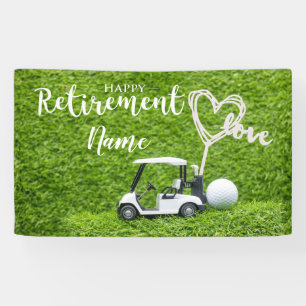Golf happy retirement with golf cart banner