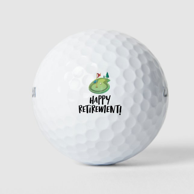 Golf Happy Retirement with golf flag on green   Golf Balls (Front)